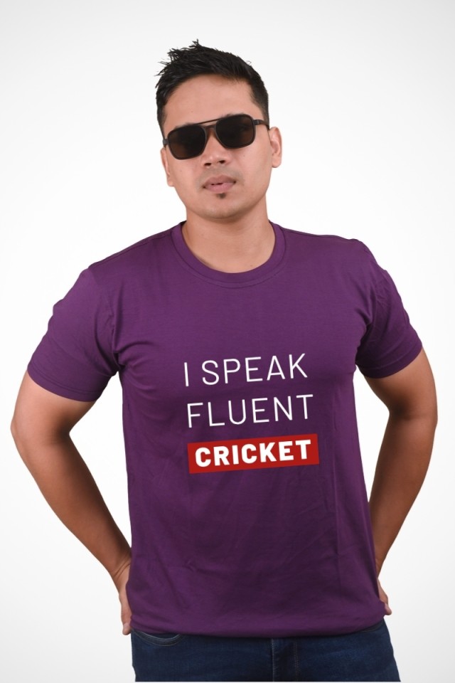 I Speak Fluent Cricket Classic Fit Dark Purple