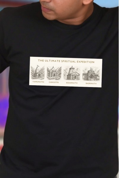 Char Dham Sketch Classic Fit Black