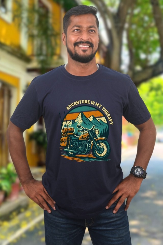 Adventure Is My Therapy Ride Classic Fit Navy Blue