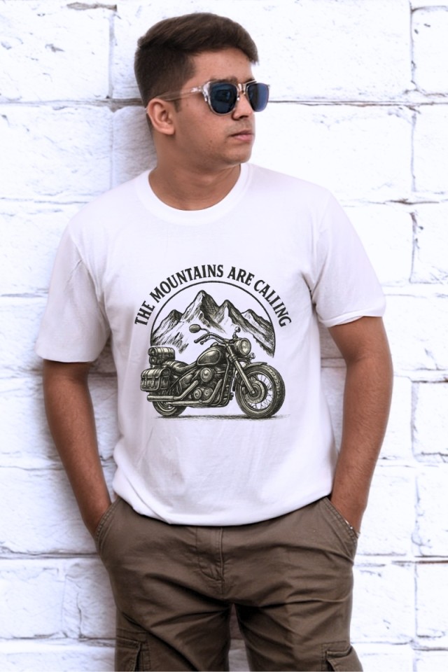 The Mountains Are Calling Sketch Classic Fit White