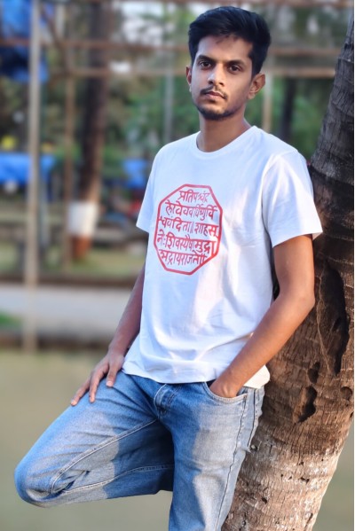 Shivmudra Orange Classic Fit White