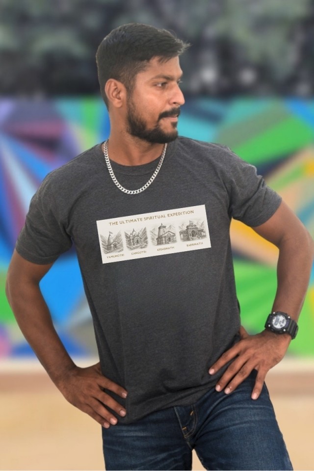 Char Dham Sketch Classic Fit Grey