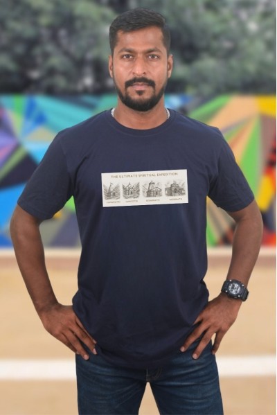 Char Dham Sketch Classic Fit Navy Blue