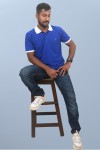 Polo Royal Blue White Collar Classic Fit